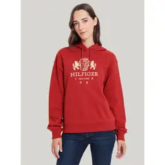 TOMMY HILFIGER - Polerón Hoodie Varsity Crest Rojo