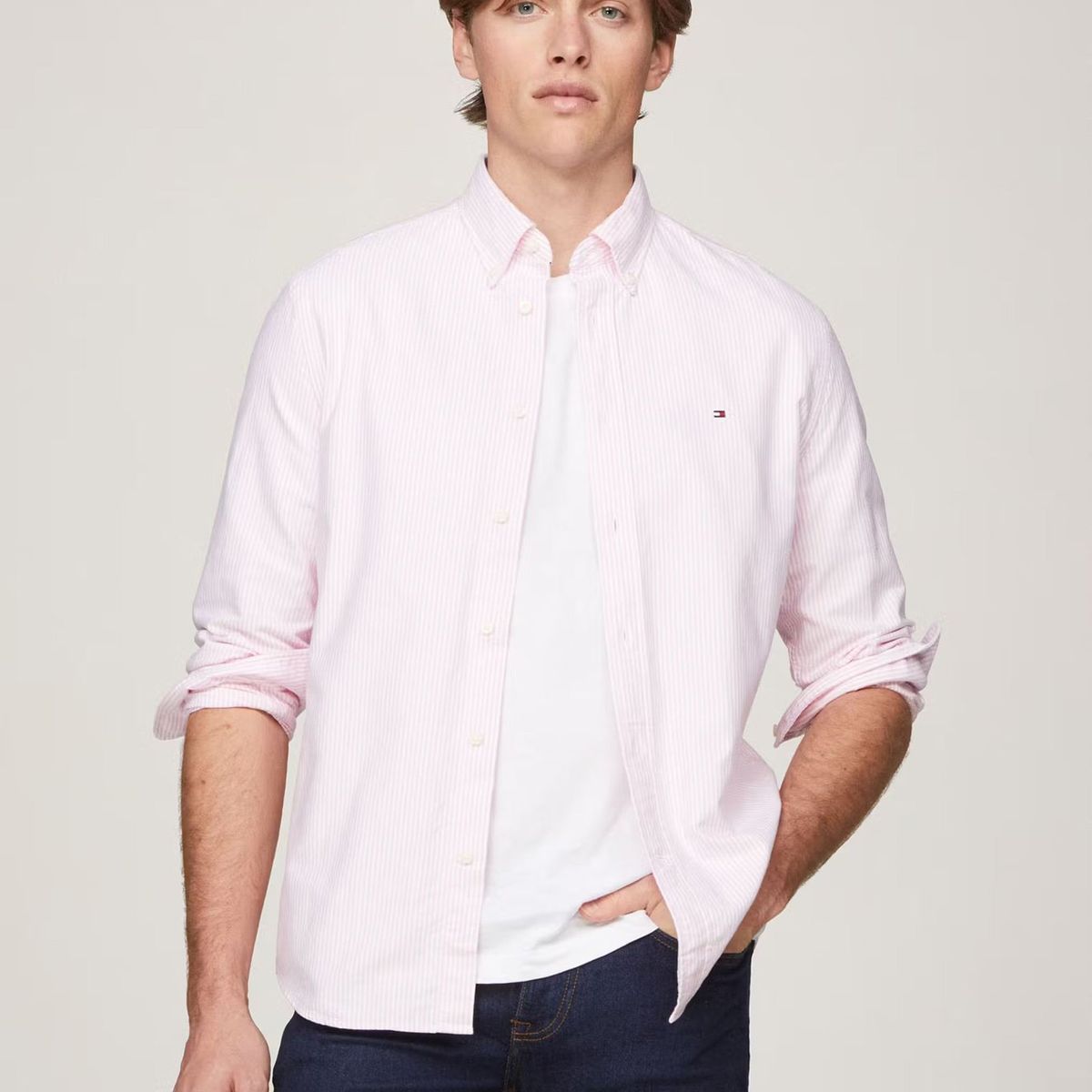 TOMMY HILFIGER - Camisa Heritage De Rayas Regular Fit Rosado Tommy Hilfiger
