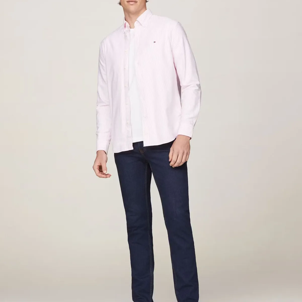 TOMMY HILFIGER - Camisa Heritage De Rayas Regular Fit Rosado Tommy Hilfiger