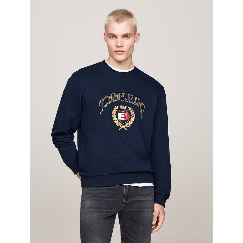 TOMMY HILFIGER - Polerón Preppy Crest Con Logo Azul Tommy Hilfiger