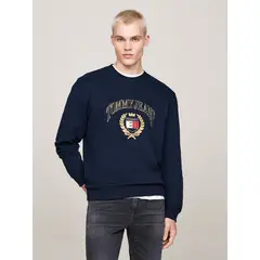 TOMMY HILFIGER - Polerón Preppy Crest Con Logo Azul