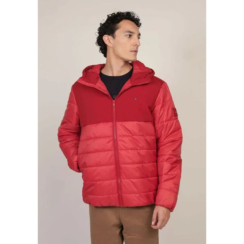 TOMMY HILFIGER - Parka Mixed Media Solid Rojo Tommy Hilfiger