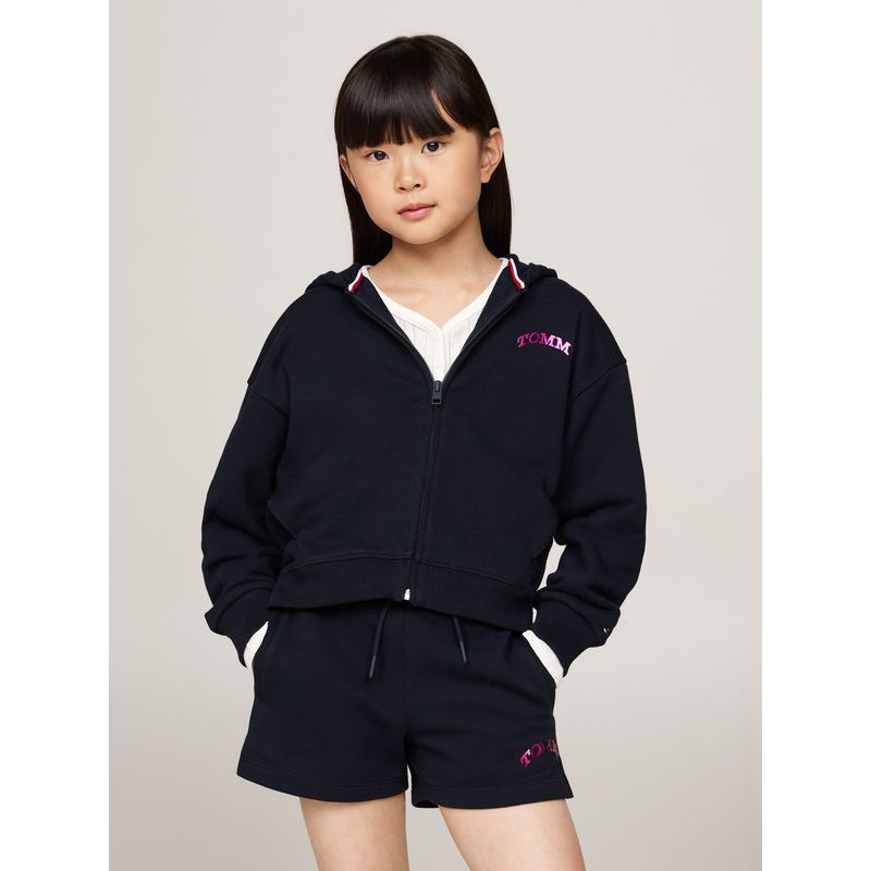 TOMMY HILFIGER - Polerón Hoodie De Niña Varsity Logo Azul Tommy Hilfiger
