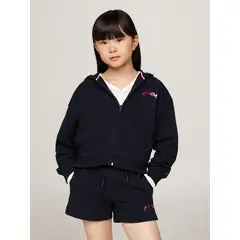 TOMMY HILFIGER - Polerón Hoodie De Niña Varsity Logo Azul