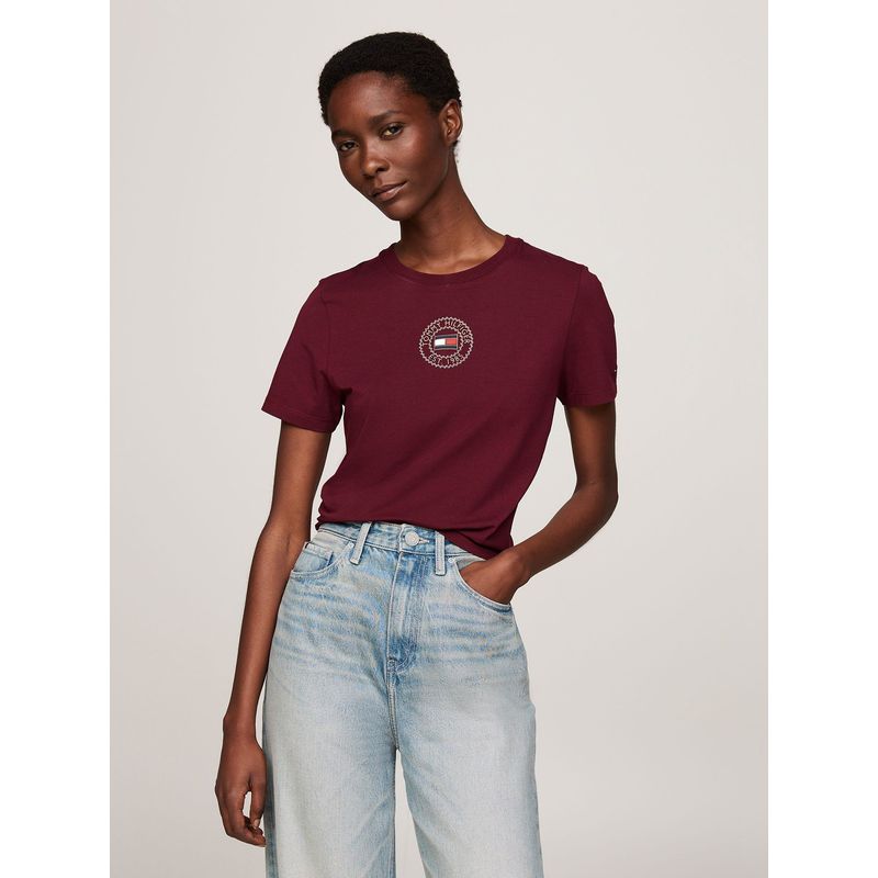 TOMMY HILFIGER - Polera Nautical Grap Logo Slim Burdeo Tommy Hilfiger