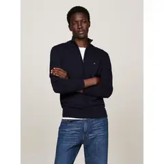 TOMMY HILFIGER - Sweater Essential Cotton Con Cierre Azul