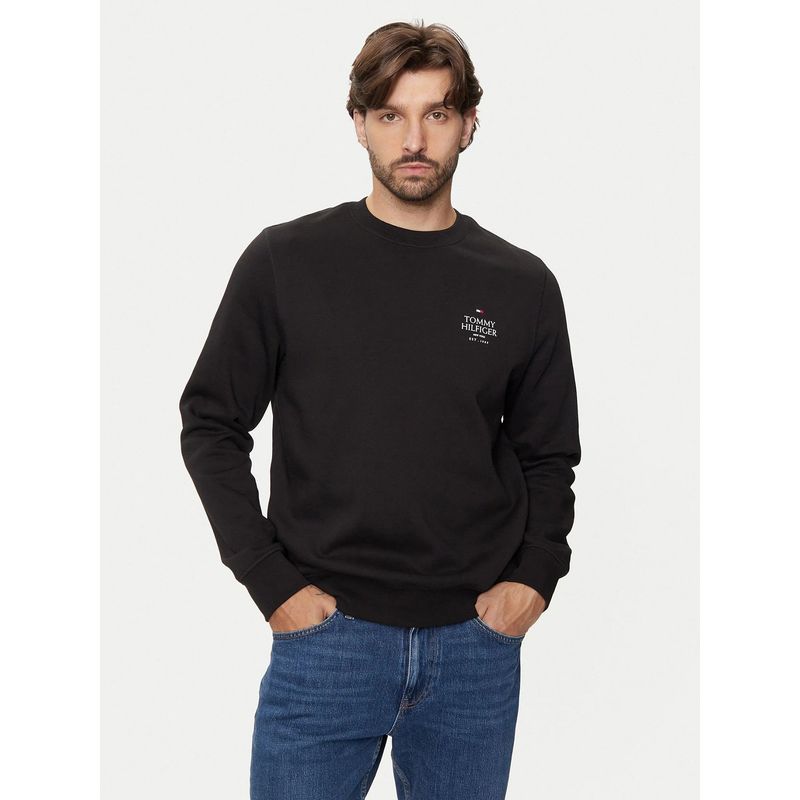 TOMMY HILFIGER - Polerón Stack Con Logo En Pecho Negro Tommy Hilfiger.