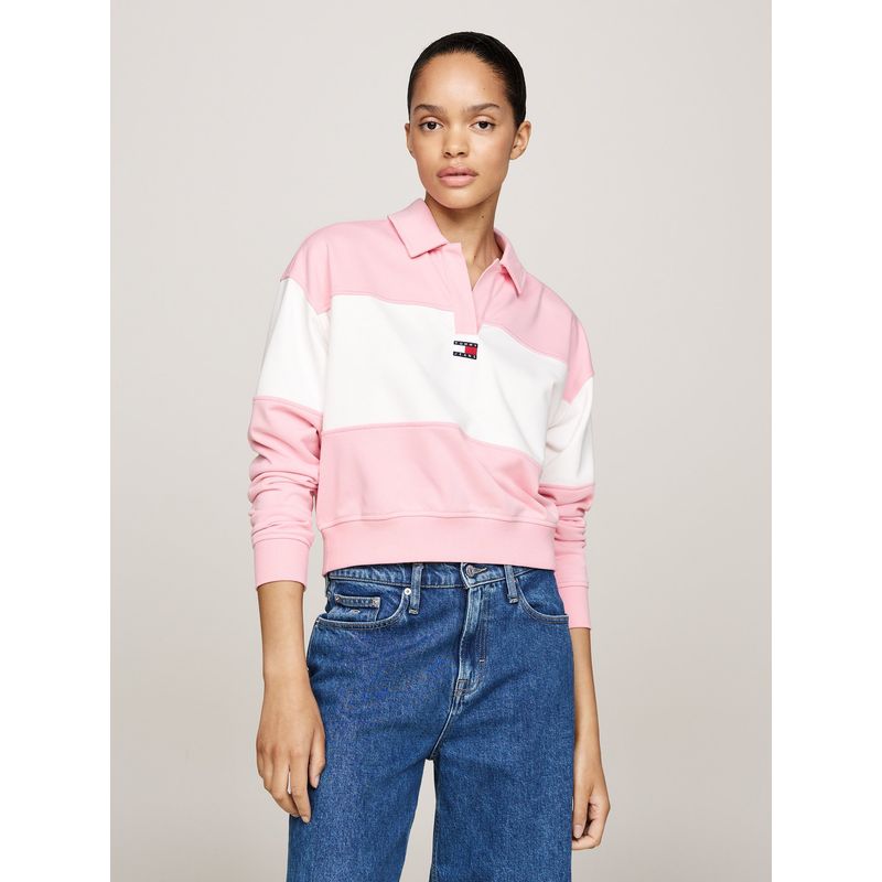 TOMMY HILFIGER - Sweater Relaxed Color Block Rosado Tommy Hilfiger