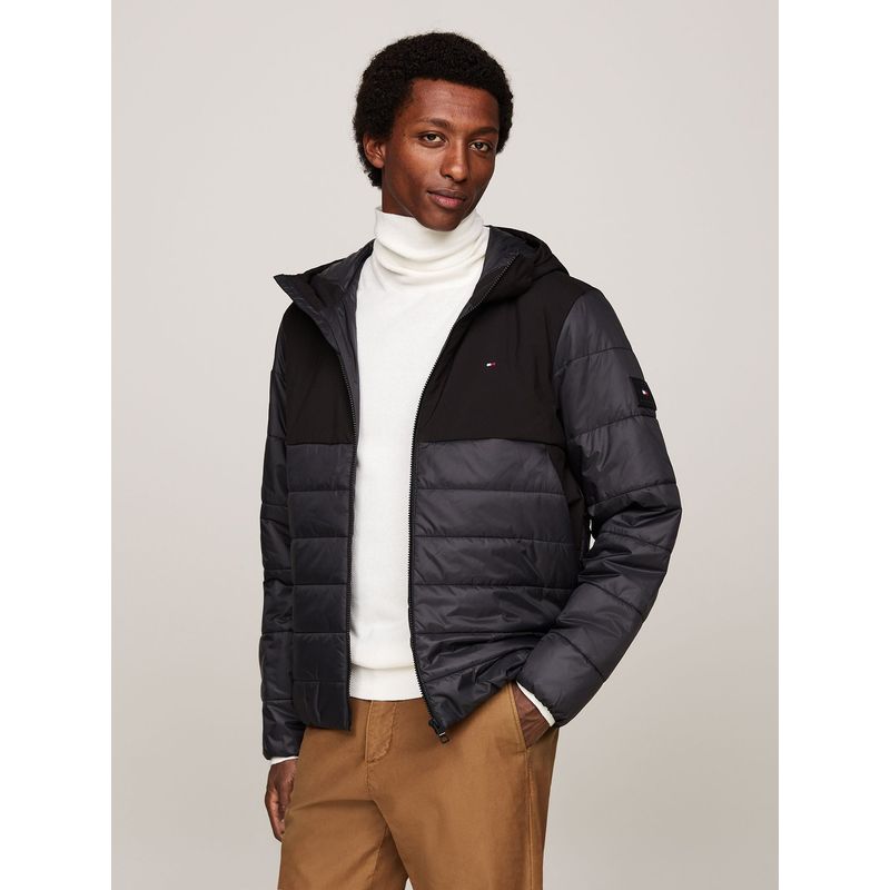 TOMMY HILFIGER - Parka Mixed Media Solid Negro Tommy Hilfiger