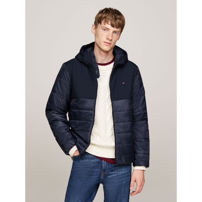 TOMMY HILFIGER - Parka Mixed Media Solid Azul Tommy Hilfiger