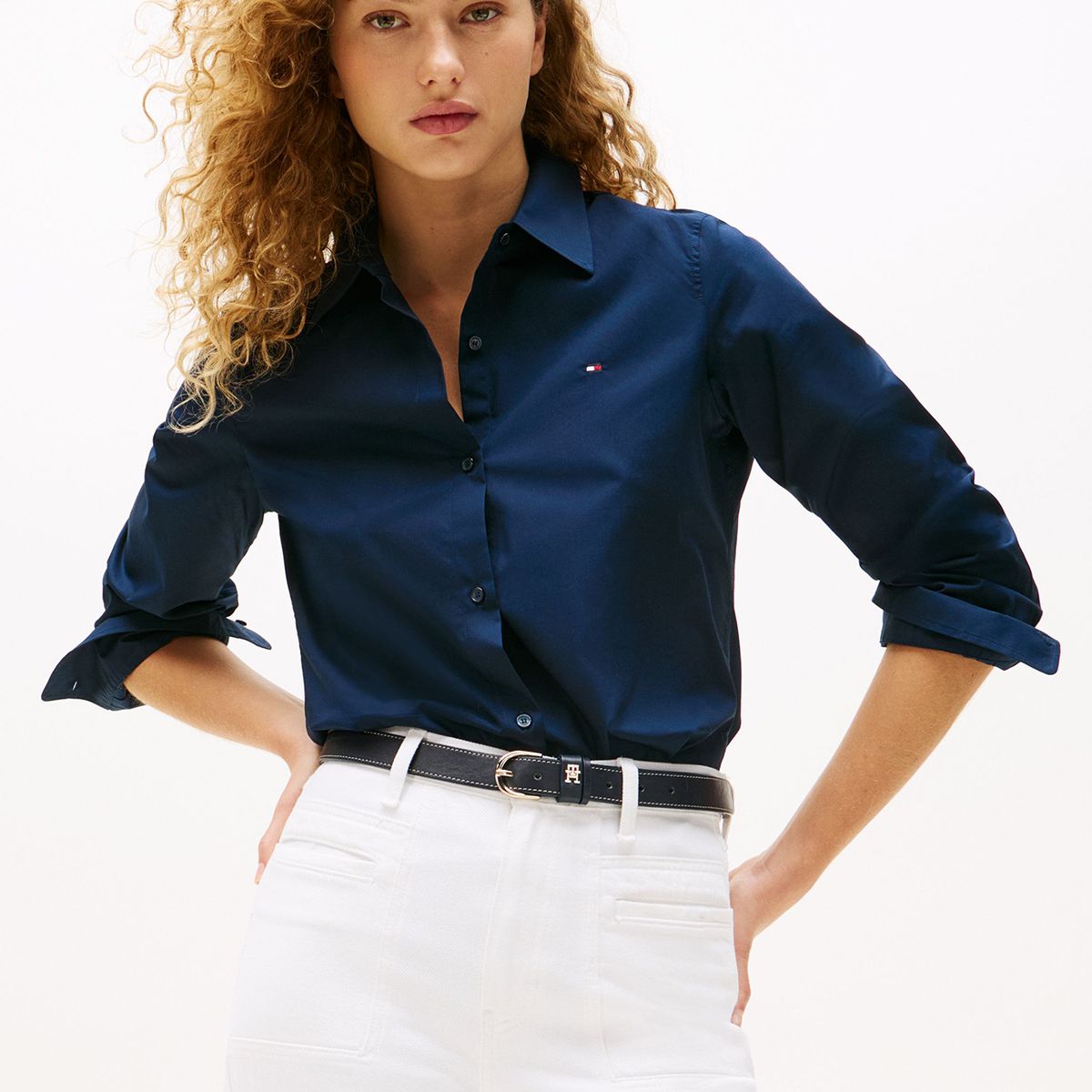 TOMMY HILFIGER - Camisa Stretch De Corte Regular Azul Tommy Hilfiger