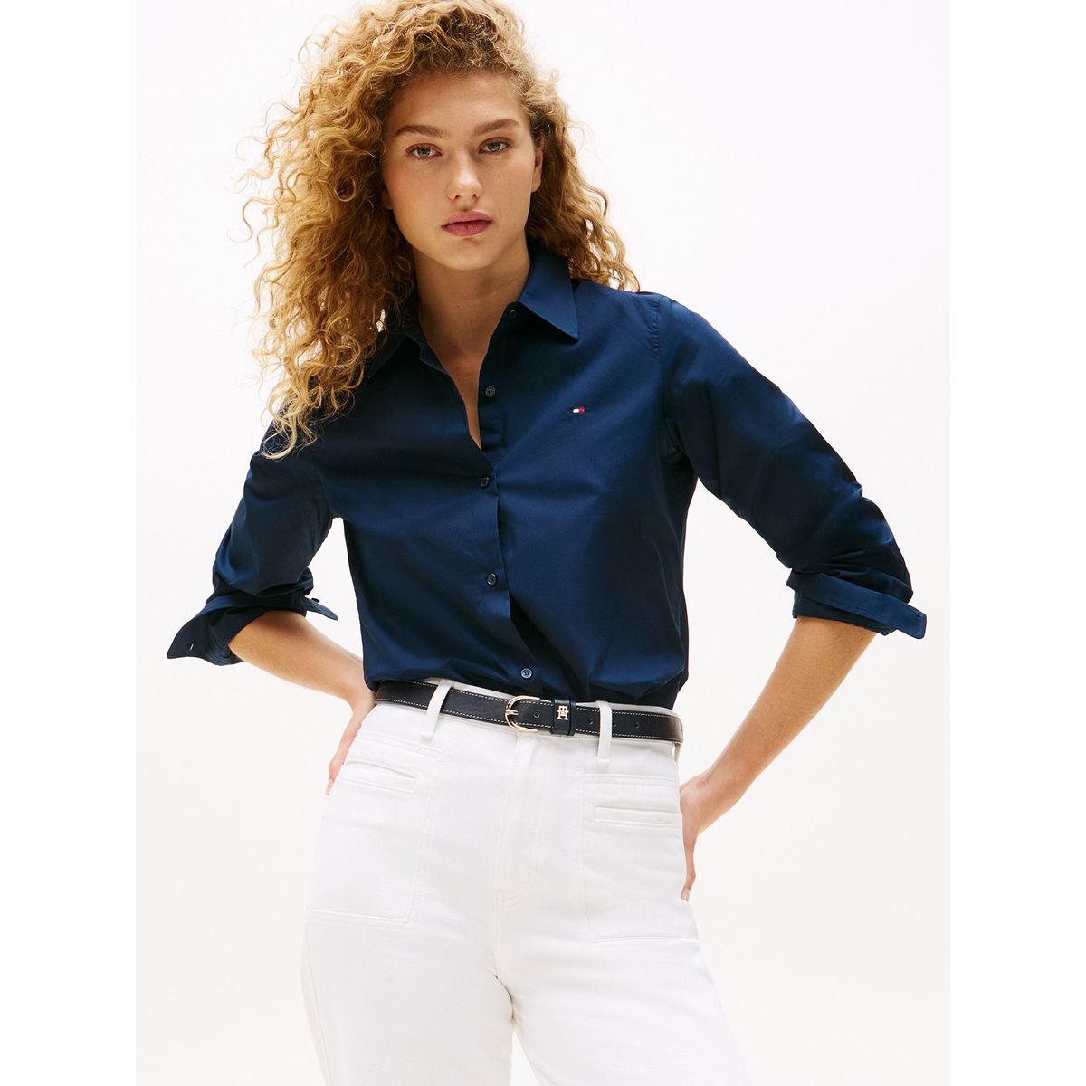 TOMMY HILFIGER - Camisa Stretch De Corte Regular Azul Tommy Hilfiger