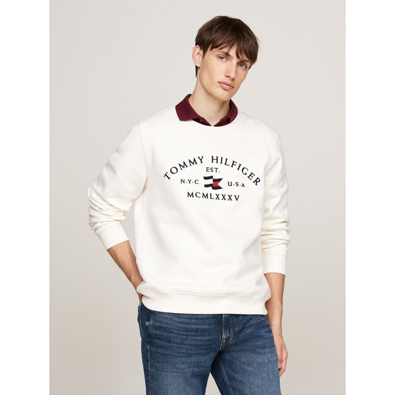 TOMMY HILFIGER - Polerón Nautical Arch Logo Blanco Tommy Hilfiger