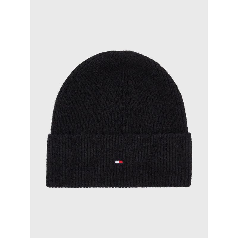 TOMMY HILFIGER - Beanie Essential Con Logo Negro Tommy Hilfiger