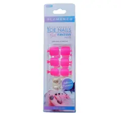 FLAMENCO - Uñas Press On Autoadhesivas Para Pies Gel Fantasy Color Rosado