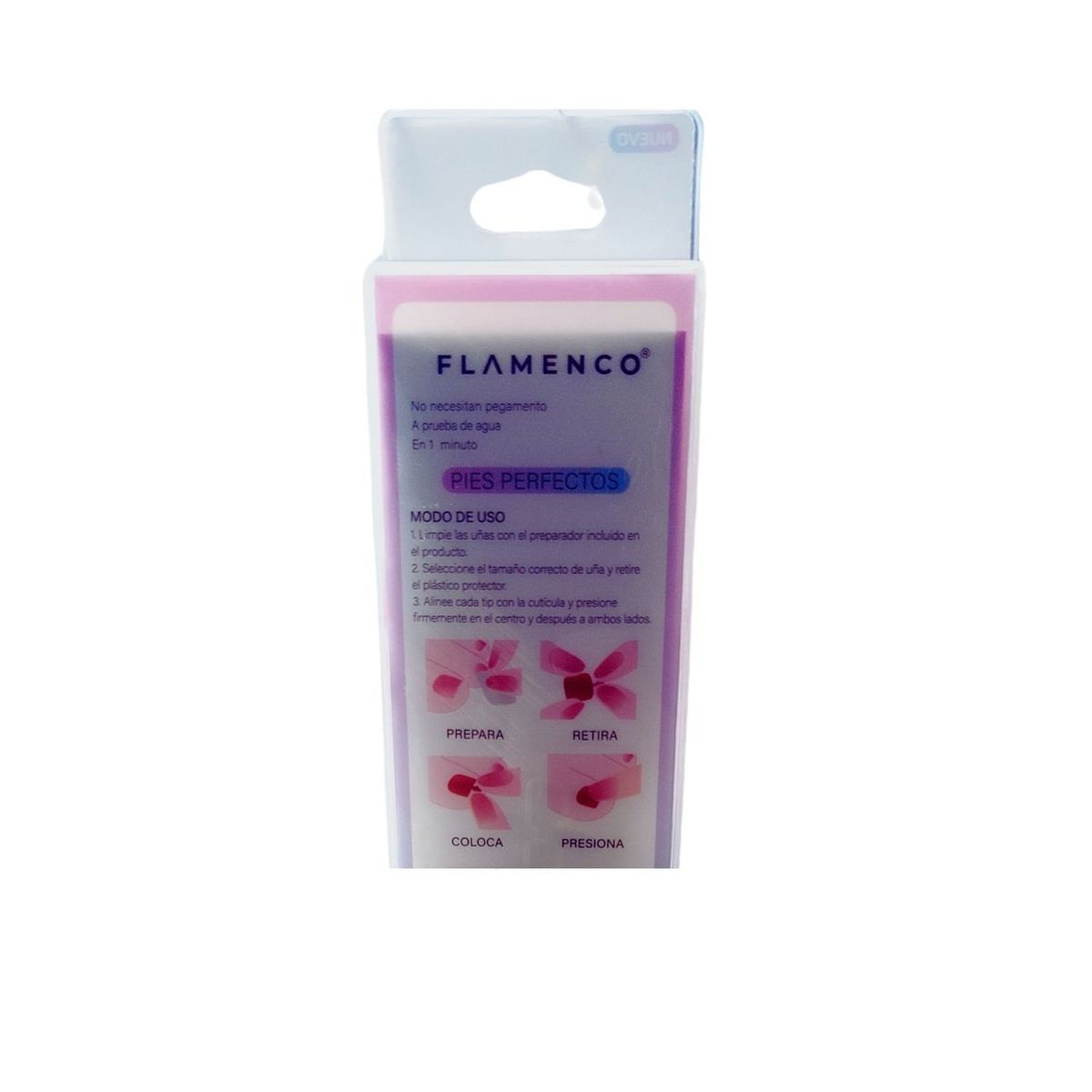 FLAMENCO - Uñas Press On Autoadhesivas Para Pies Gel Fantasy Color Rosado