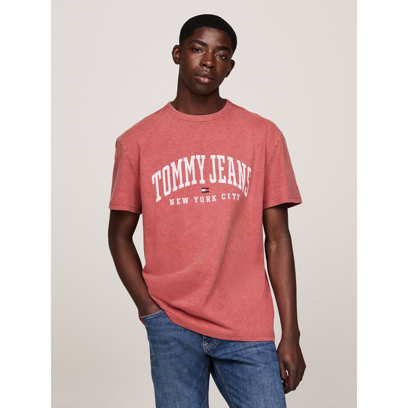 TOMMY HILFIGER - Polera Arc Varsity Logo Regular Fit Rosado Tommy Hilfiger