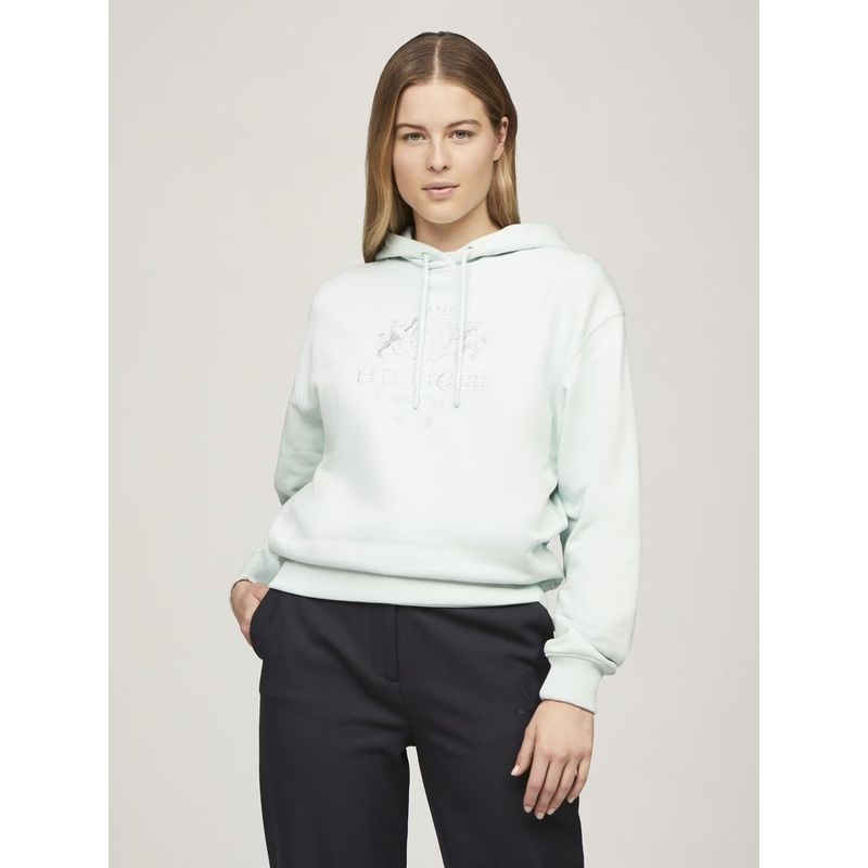TOMMY HILFIGER - Polerón Hoodie Varsity Crest Verde Tommy Hilfiger.