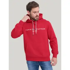TOMMY HILFIGER - Polerón Hoodie Essential Logo Rojo