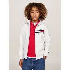 TOMMY HILFIGER - Polerón Hoodie De Niño Con Ribetes Blanco