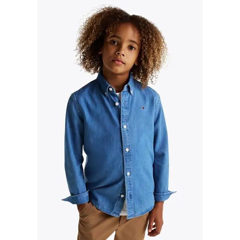 TOMMY HILFIGER - Camisa De Niño En Chambray Denim Azul Tommy Hilfiger