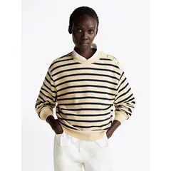 TOMMY HILFIGER - Polerón Con Botones Con Escudo Multicolor Tommy Hilfiger.