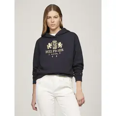 TOMMY HILFIGER - Polerón Hoodie Varsity Crest Azul