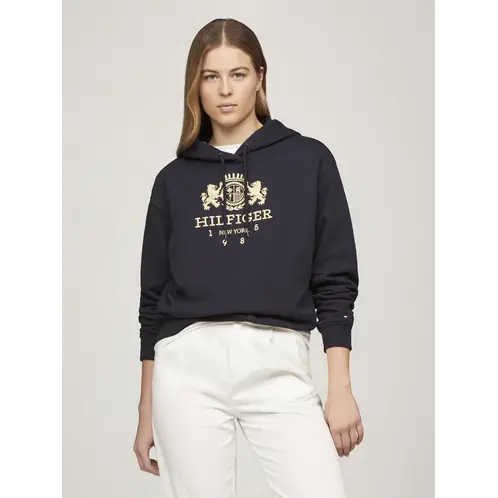 TOMMY HILFIGER - Polerón Hoodie Varsity Crest Azul