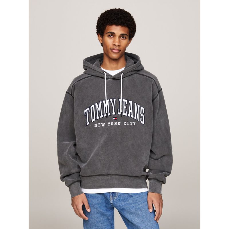 TOMMY HILFIGER - Polerón Hoodie Varsity Relaxed Gris Tommy Hilfiger