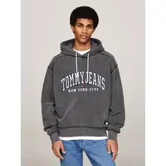 TOMMY HILFIGER - Polerón Hoodie Varsity Relaxed Gris
