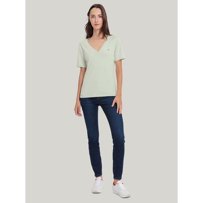Imagen 2 del producto Polera A Rayas V-Neck Slim Fit Verde