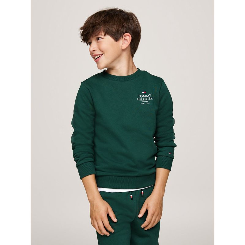 TOMMY HILFIGER - Polerón De Niño Con Logo Verde Tommy Hilfiger.