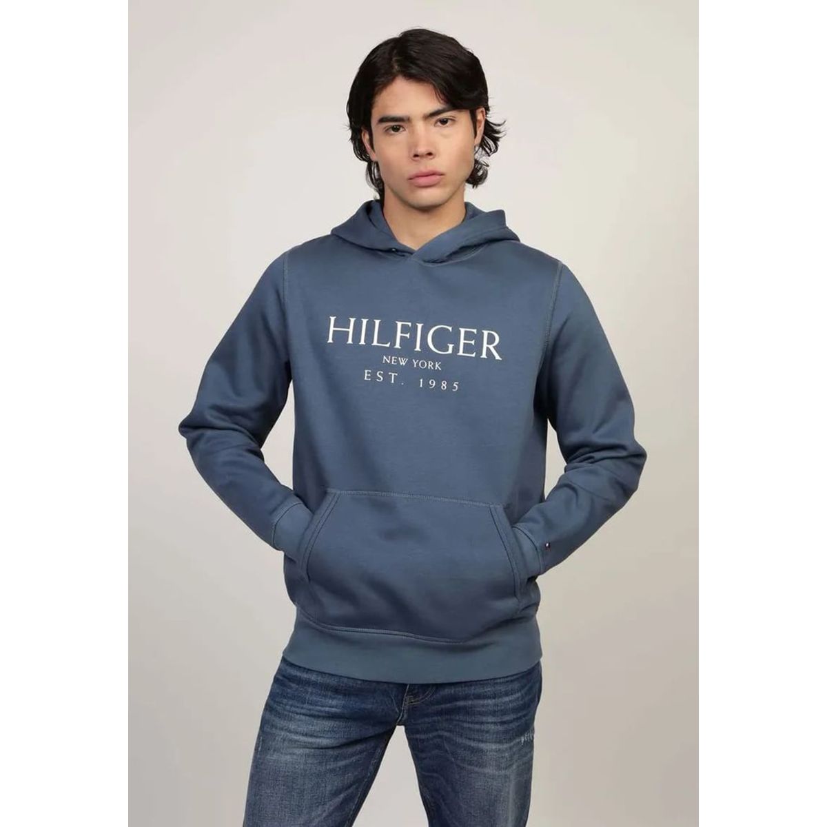 TOMMY HILFIGER - Polerón Hoodie Con Logo Azul Tommy Hilfiger