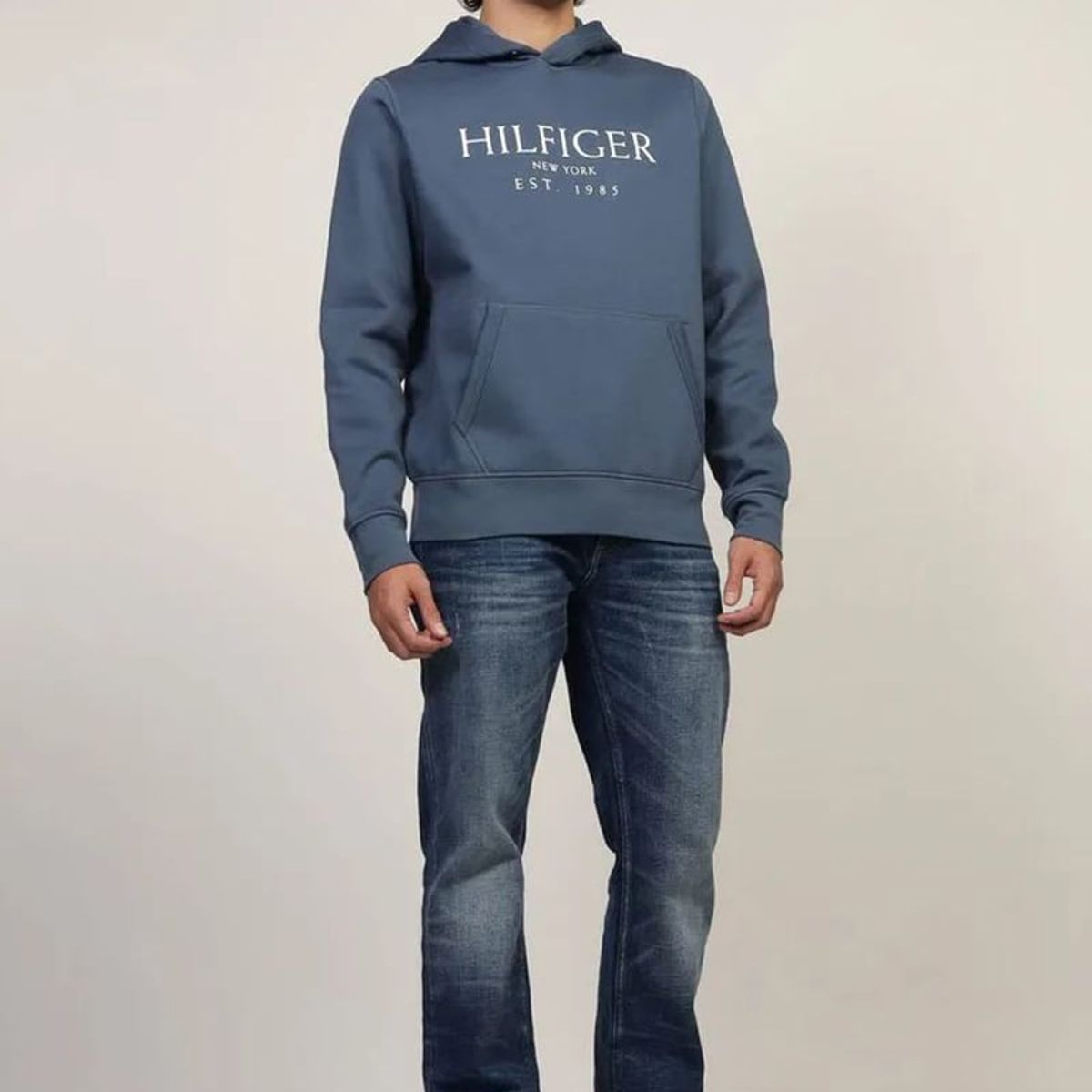 TOMMY HILFIGER - Polerón Hoodie Con Logo Azul Tommy Hilfiger