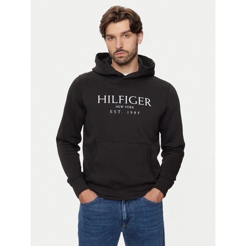 TOMMY HILFIGER - Polerón Hoodie Con Logo Negro Tommy Hilfiger.