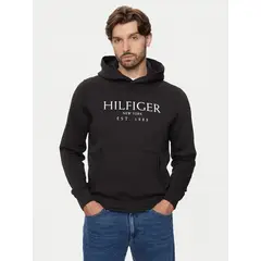 TOMMY HILFIGER - Polerón Hoodie Con Logo Negro