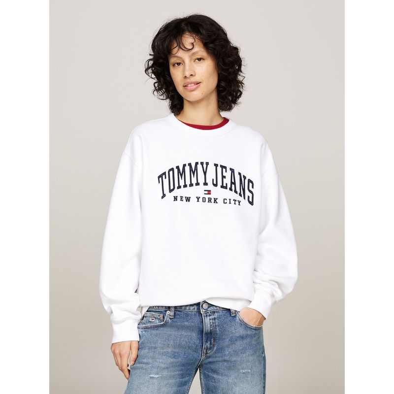 TOMMY HILFIGER - Polerón Varsity Logo Con Corte Amplio Blanco Tommy Hilfiger.