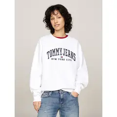 TOMMY HILFIGER - Polerón Varsity Logo Con Corte Amplio Blanco Tommy Hilfiger.