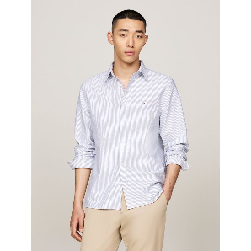 TOMMY HILFIGER - Camisa Heritage De Rayas Regular Fit Celeste Tommy Hilfiger