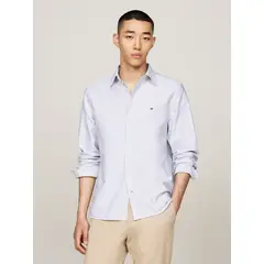 TOMMY HILFIGER - Camisa Heritage De Rayas Regular Fit Celeste
