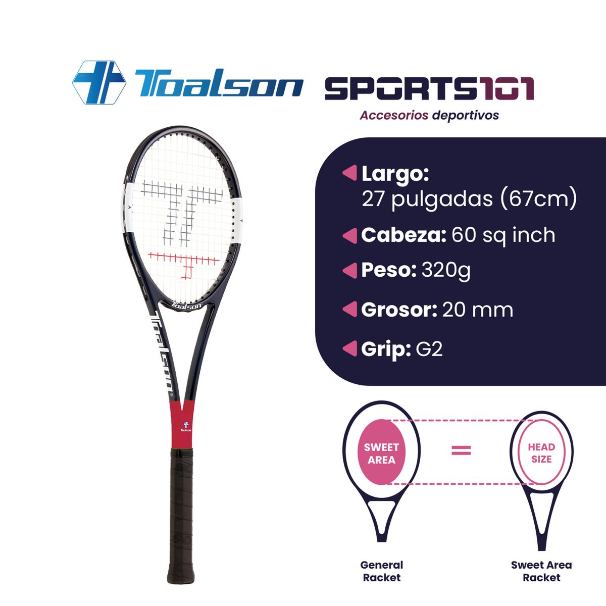 GENERICO - Raqueta de Tenis Toalson Sweet Area Racket 320 Entrenamiento