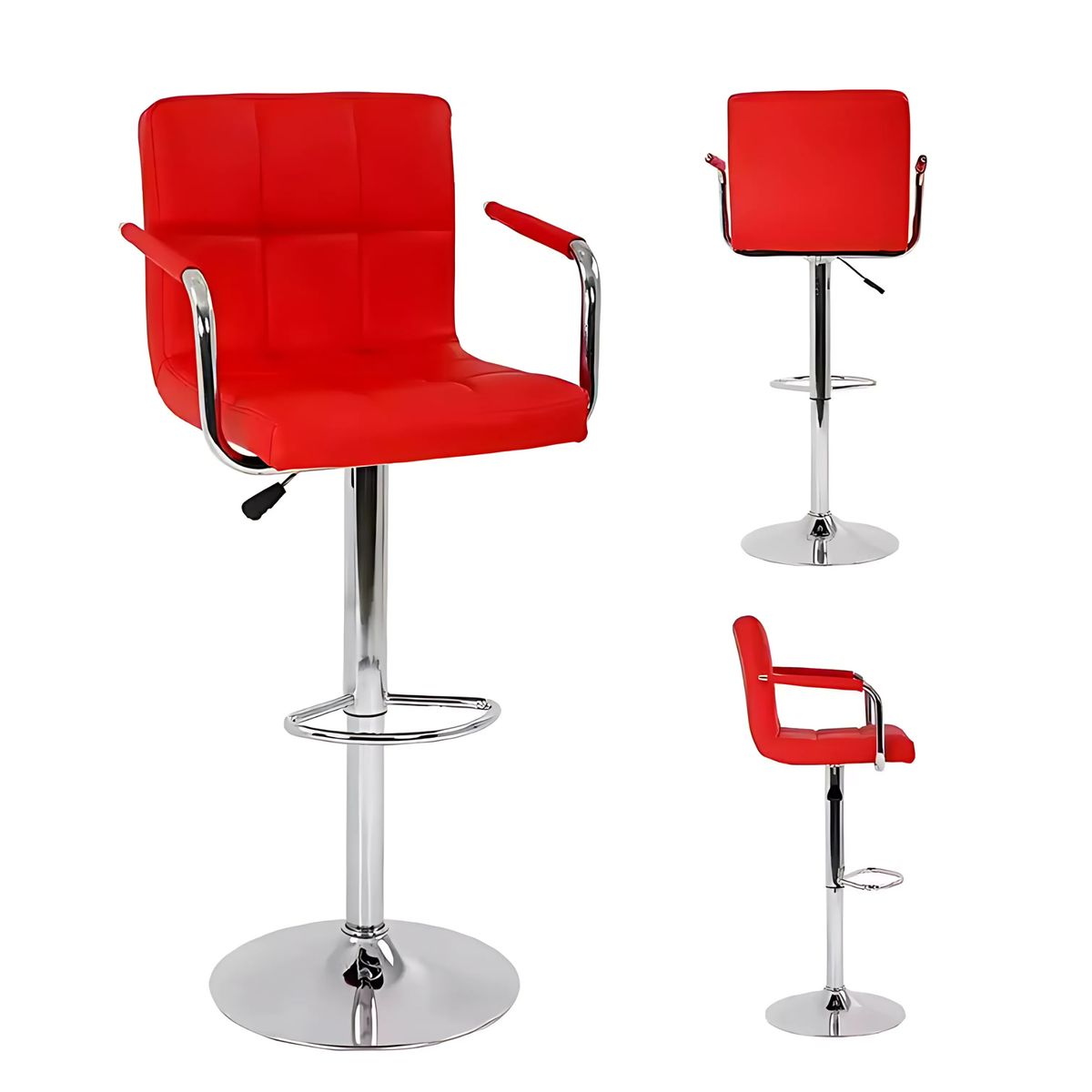 GENERICO - Pack x4 Silla de Bar Milan Altura Ajustable Color Rojo