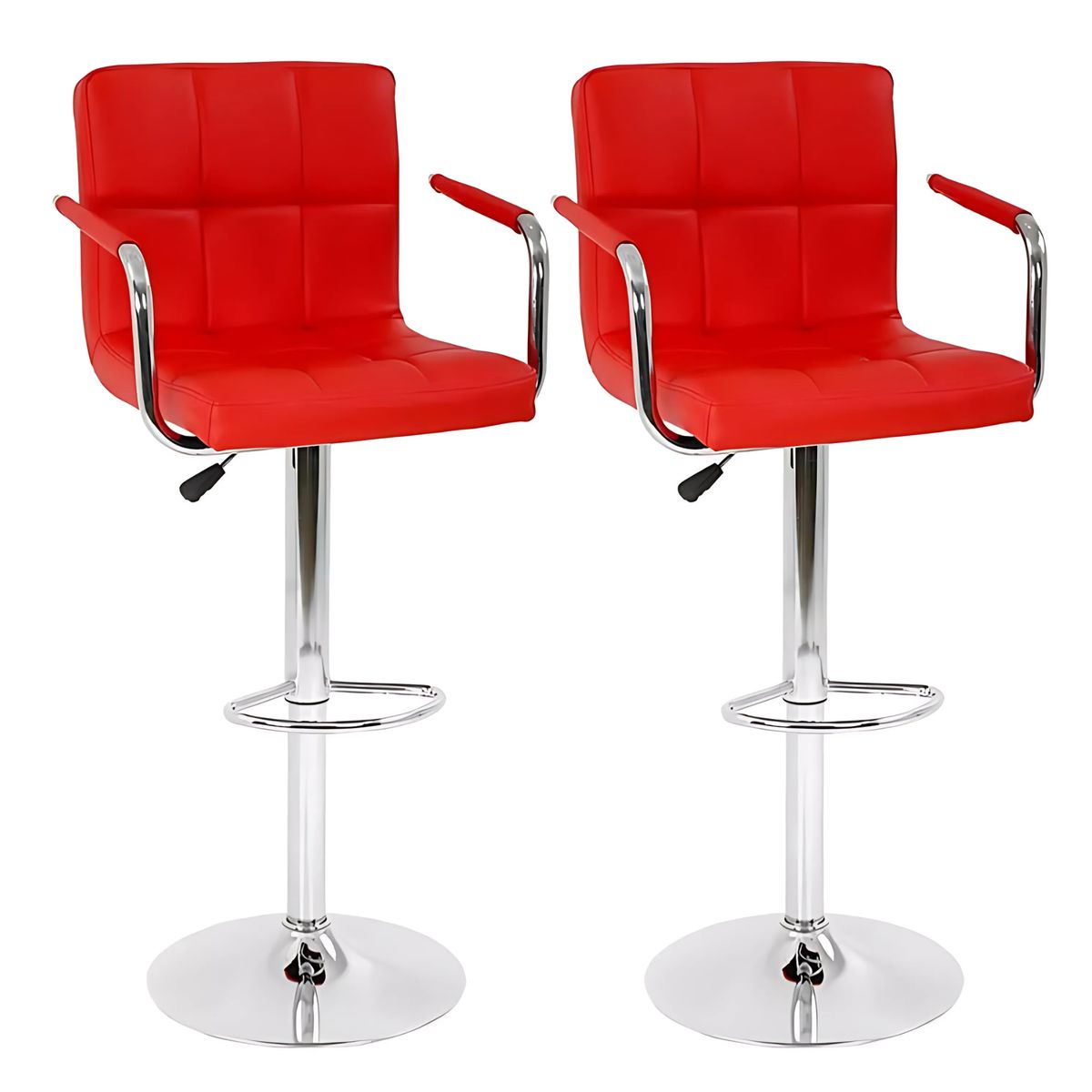 GENERICO - Pack x4 Silla de Bar Milan Altura Ajustable Color Rojo