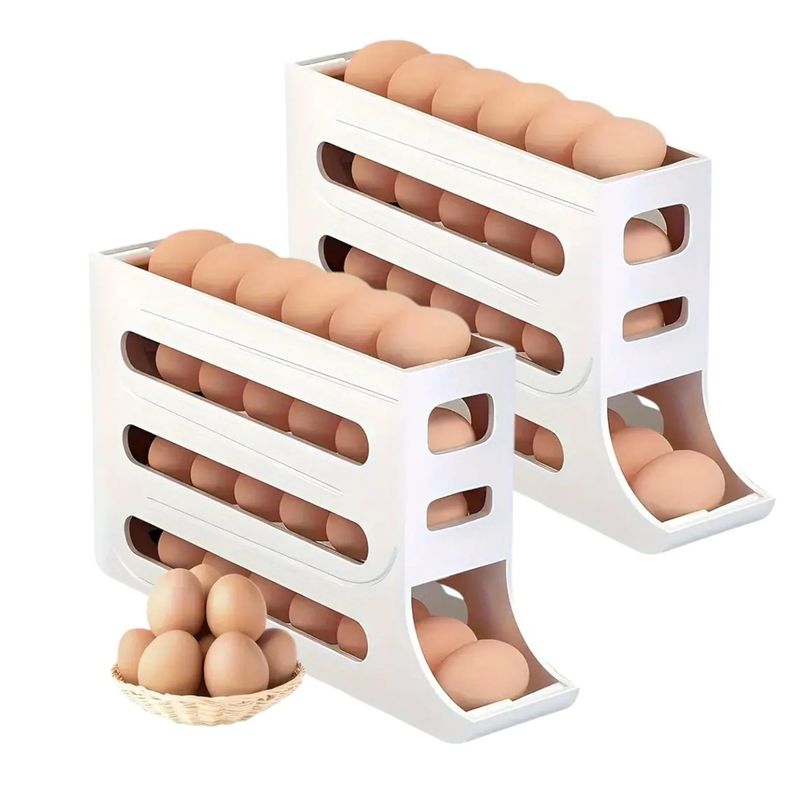 GENERICO - 2 huevera dispensador de huevos organizador de huevos 4 pisos