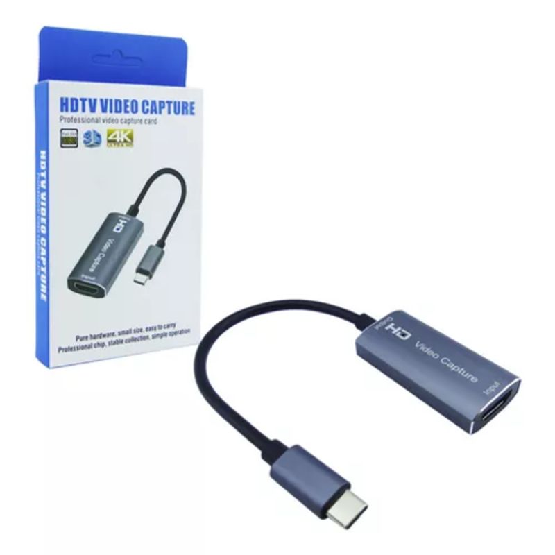 GENERICO - CAPTURADOR DE VIDEO HDTV HDMI CON CABLE TYPE-C 4K ULTRA HD