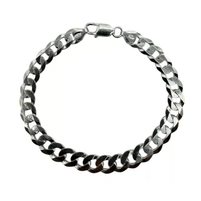 GENERICO - Pulsera Hombre Plata Fina Italiana 925 - Grumet Gruesa