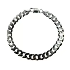 GENERICO - Pulsera Hombre Plata Fina Italiana 925 - Grumet Gruesa