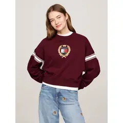 TOMMY HILFIGER - Polerón Crest Preppy Logo Burdeo