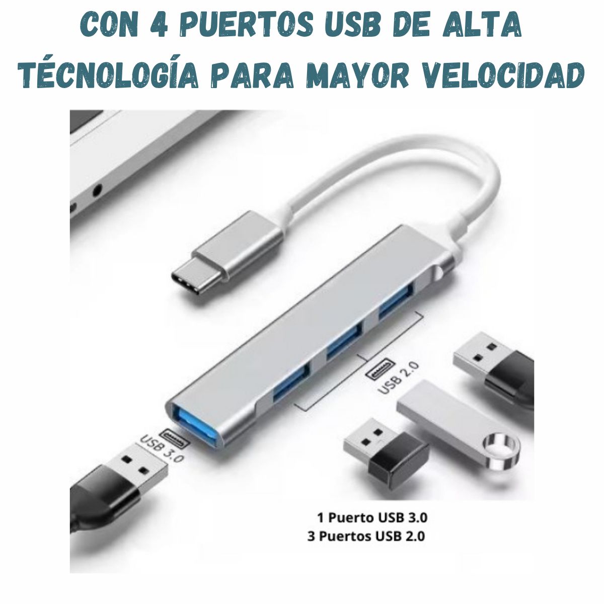 GENERICO - Adaptador Hub Tipo C 4 Puertos