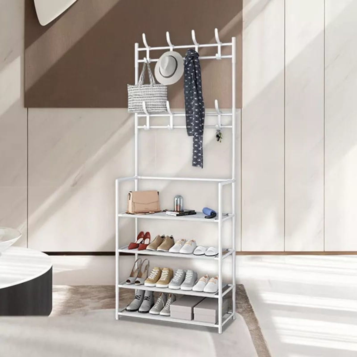 OEM - ORGANIZADOR PERCHERO ZAPATERO METALICO CLOSET BLANCO